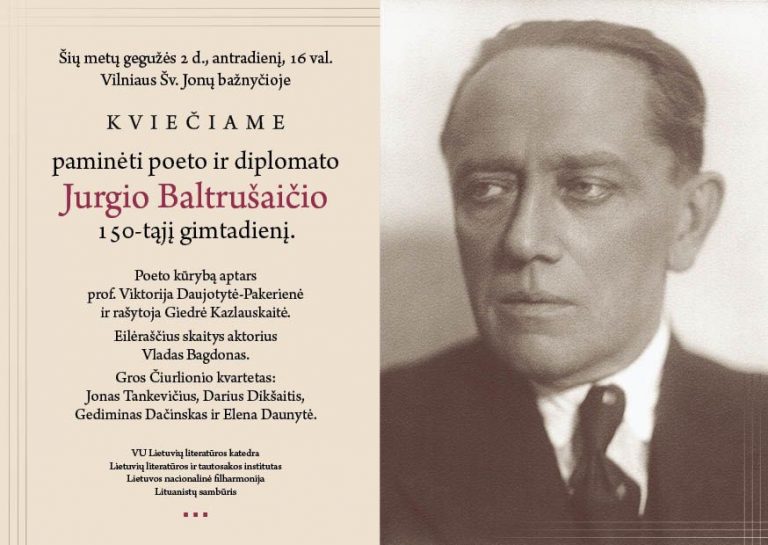 Kviečiame į poeto Jurgio Baltrušaičio 150-ojo gimtadienio minėjimą