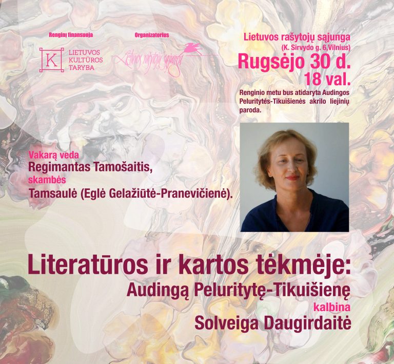 Rugsėjo 30 d. Audingos Peluritytės-Tikuišienės jubiliejinis vakaras ir akrilo liejinių parodos atidarymas