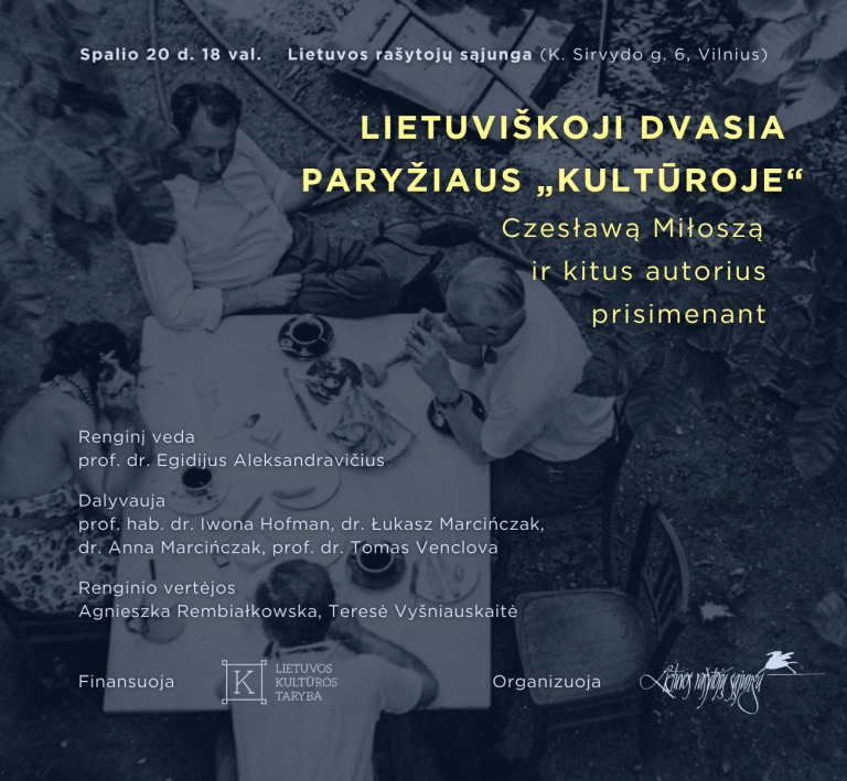 Spalio 20 d. vyks pokalbis „Lietuviškoji dvasia Paryžiaus „Kultūroje“