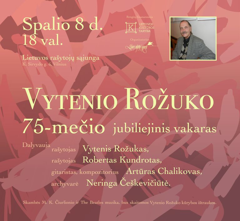 Spalio 8 d. Vytenio Rožuko 75-mečio jubiliejinis vakaras